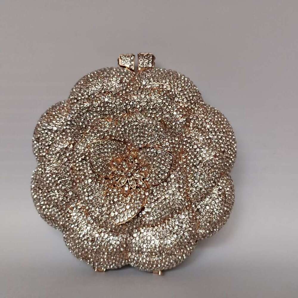 Designer Luxury Evening Diamond Xiyuan Evening Banquet Round Flower Full Women's Inlaid Diamond Clutch Wedding Bag