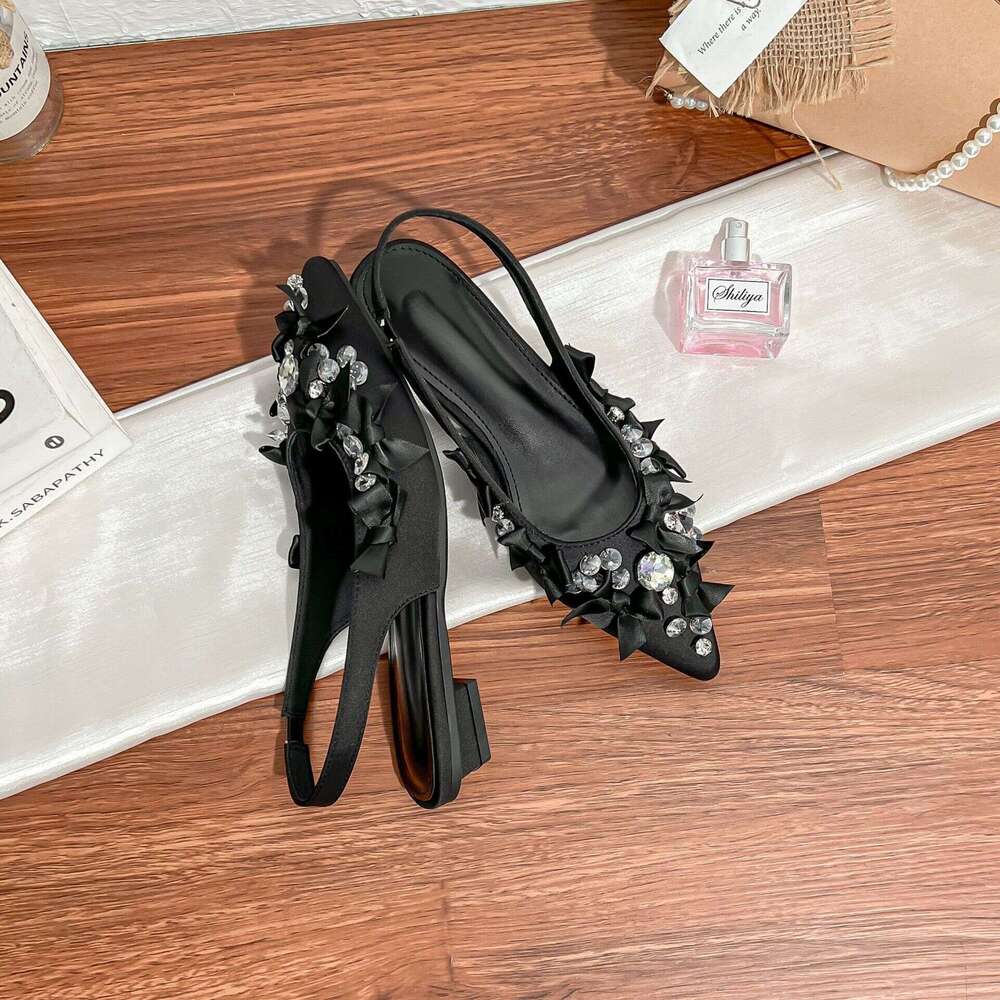 2025 New Style Backless Peep Sandals for Women Summer Versatile Design Sense Niche Pointed Toe Fashion Soft Sole Outdoor Wear