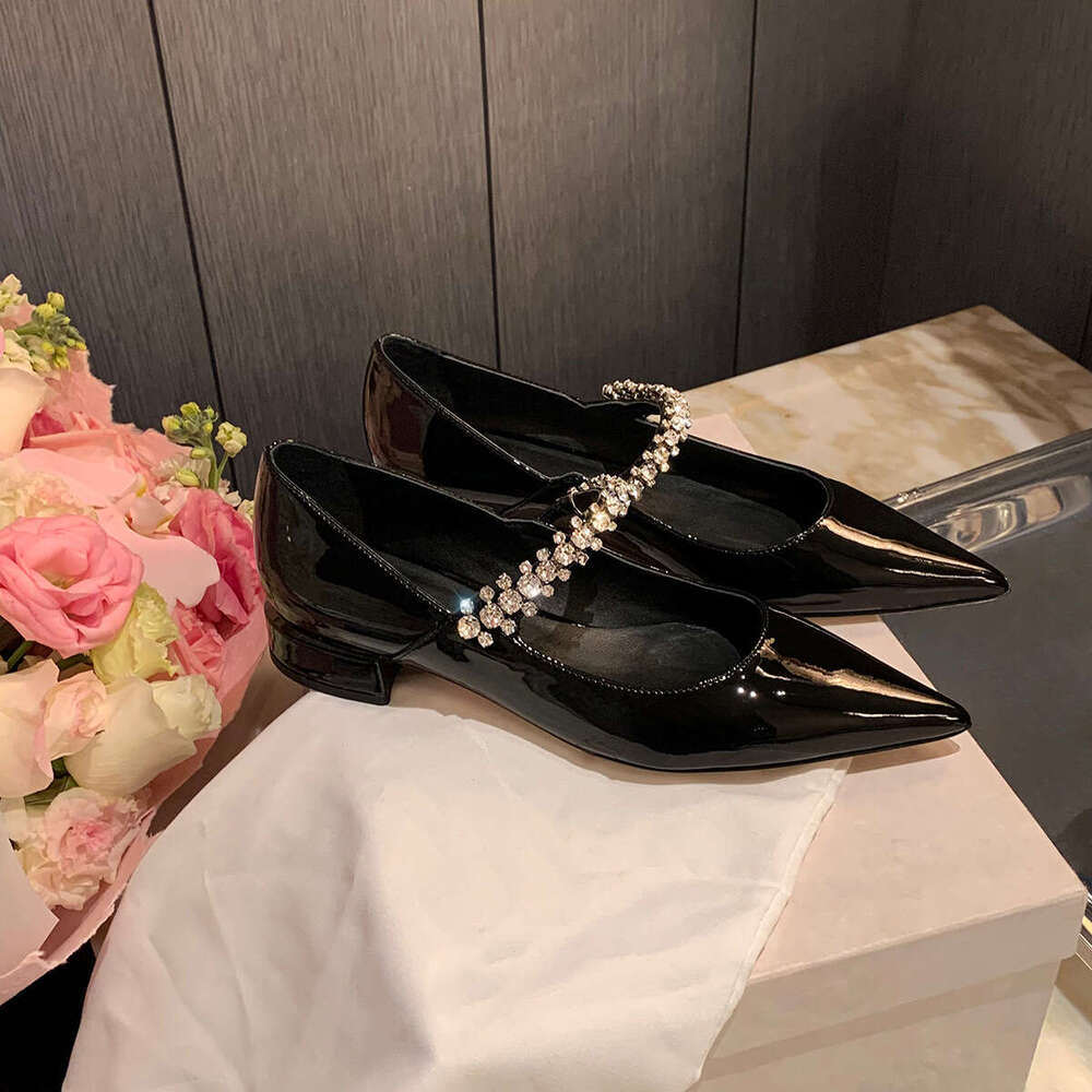 Designer Elegant Small Pointed Toe Sparkling Rhinestone High Heels for Women Thick Heel Comfortable Fashion Versatile Shallow Mouth Single Shoes