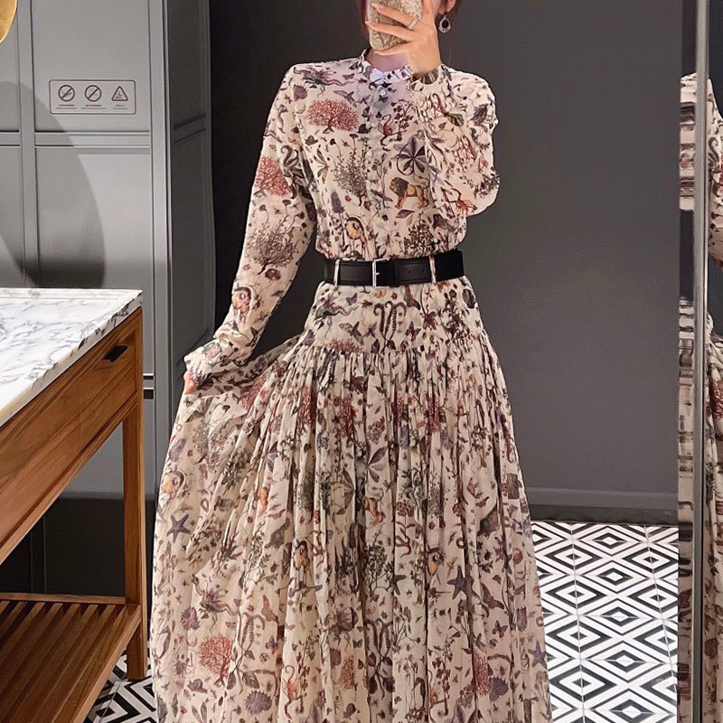 Ladies Floral Print Colorful Shirt Premium Long Sleeve Blouses Luxury Ditsy Print & French Riviera Style Clothing S0753