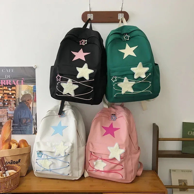 Korean Sweet All Match Star Backpacks Japanese Women Streetwear Y2k Aesthetic Schoolbags High-capacity Kawaii Backpack Students 250723