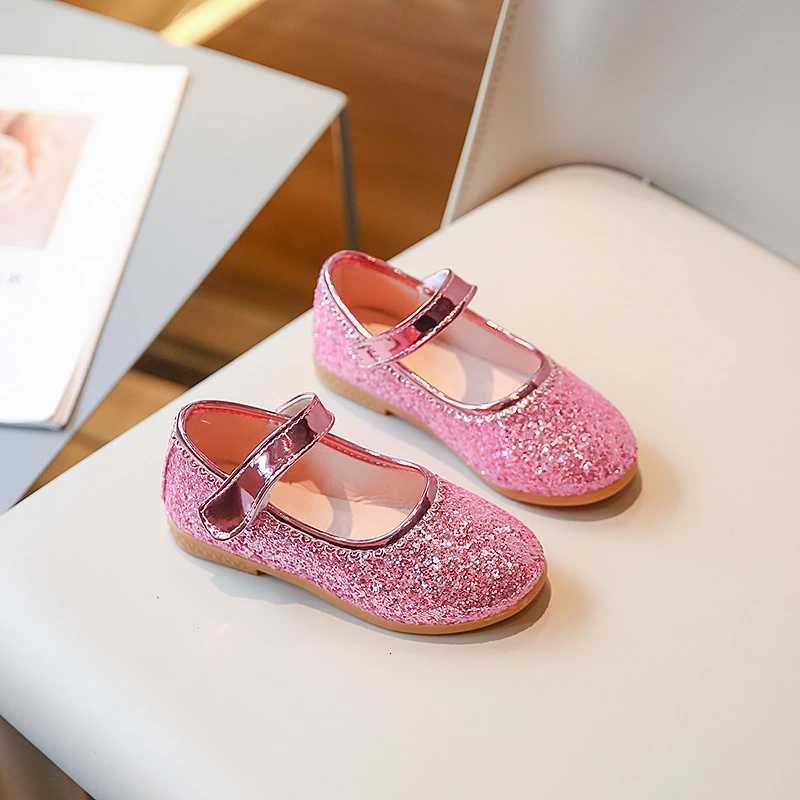 Girls Princess Shoes Glitter Round Toe Spring Luxury Kids Flat Shoe Par Solid Color Slish Hook-loop Shallow Children Shoe XJ250724