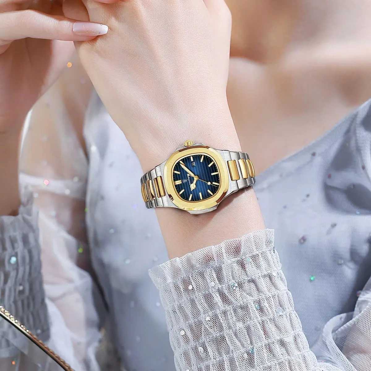 POEDAGAR Luxury Square Watch for Women Waterproof Luminous Date Ladies Watch Stainless Steel Quartz Womens Watches Female Reloj W250724