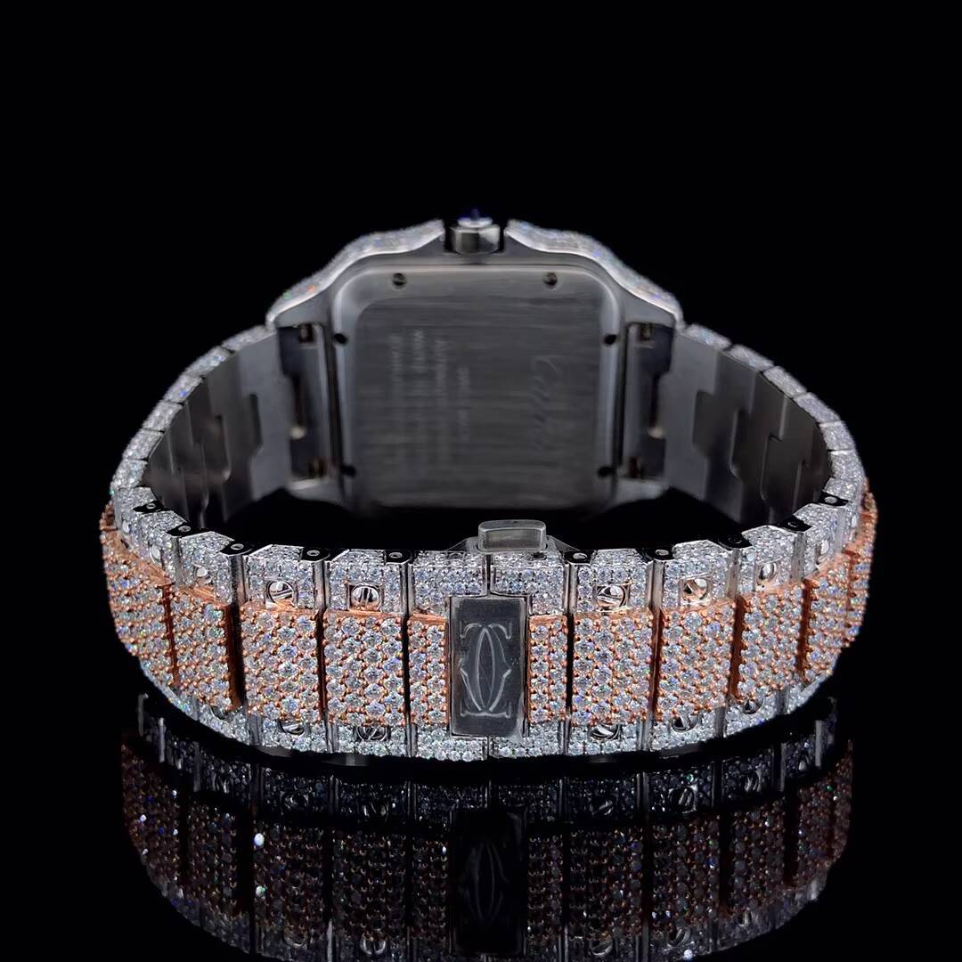 High Quality VVS Moissanite Diamond Wrist Watch for Men Hip Hop Stainless Steel Band Quartz Movement Iced out