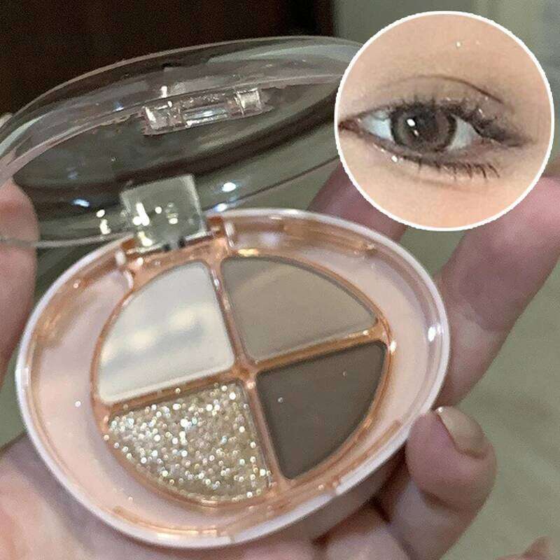 4-Grid Natural Earth Tone Eyeshadow Palette Glitter Pearlescent Matte Peach Pink Eye Shadow Makeup Long Lasting Women Cosmetics X2507