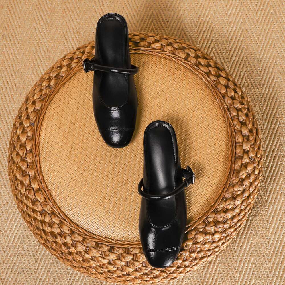Designer Half for Women Fashionable Outdoor Wear High-End Casual Women's Korean Style Slip-On Thick Sole Height Increasing Shoes