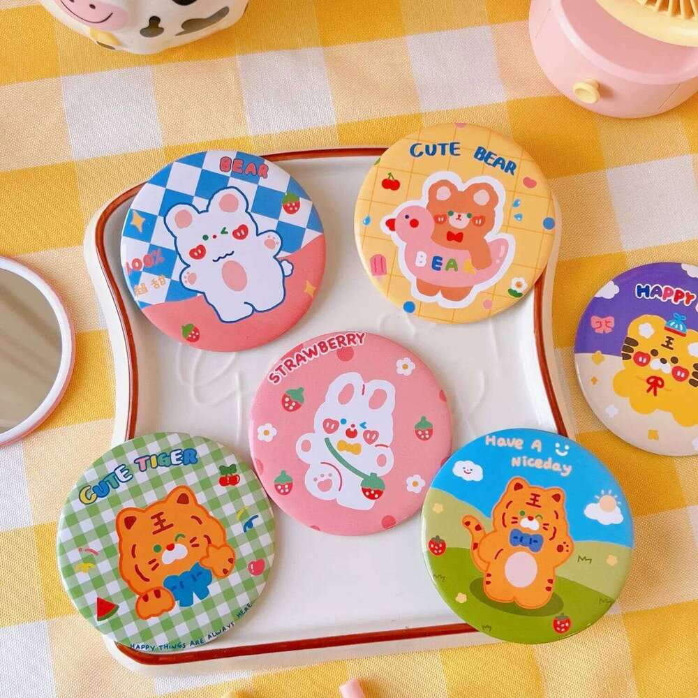 Simple Cute Cartoon Pocket Traveling Portable Small Round Mini Makeup Mirror for Women Girls X250723