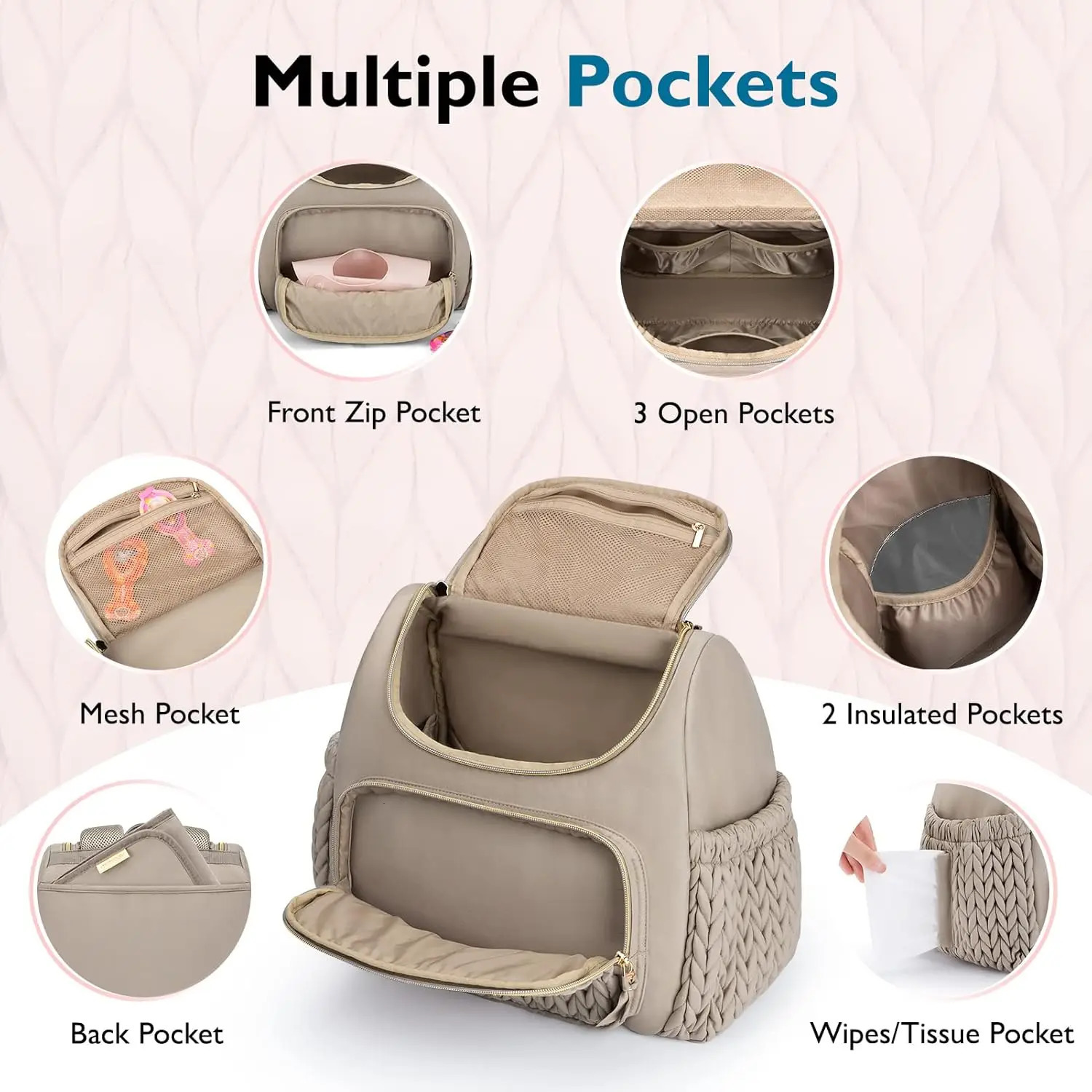 Diaper Bag Small Backpack Stylish Baby Travel Backpacks with Insulated Pockets Changing Pad Stroller Straps Bag 250724