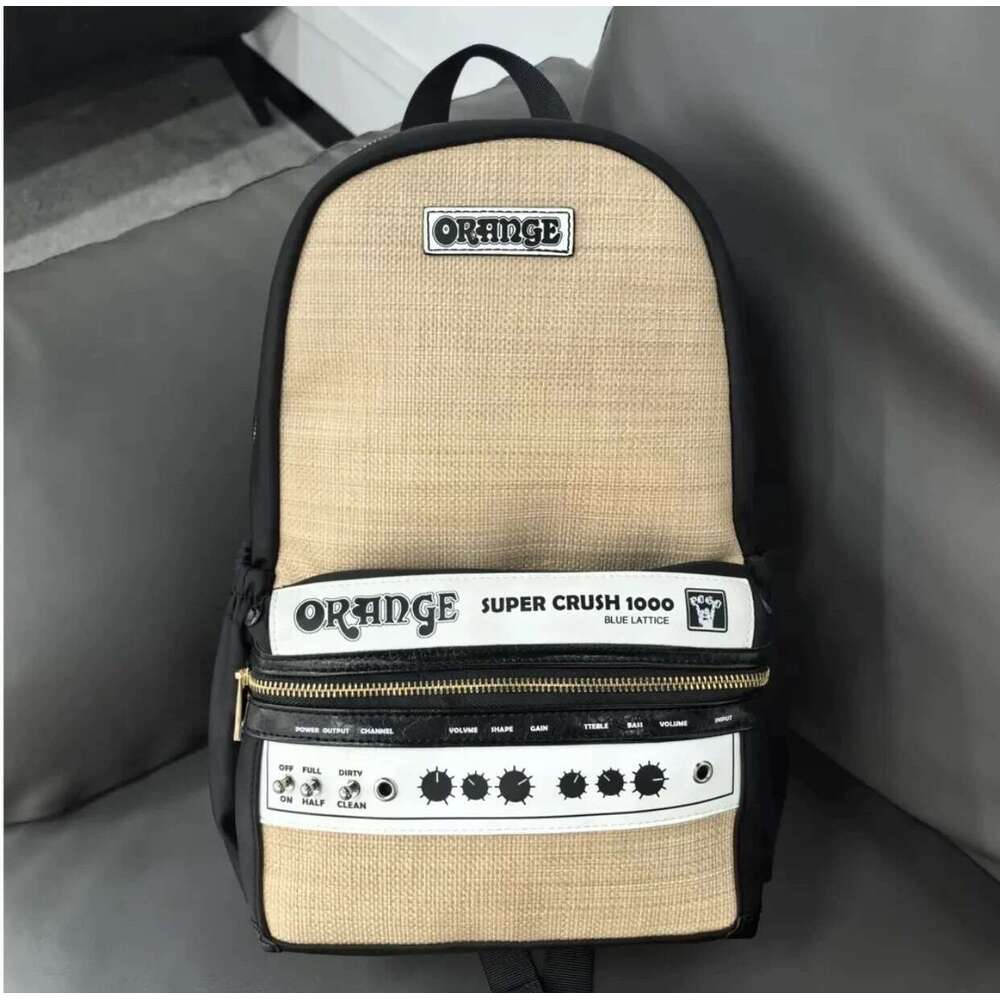 Backpack men's orange speaker backpack large capacity trendy casual street personality fashionable backpack