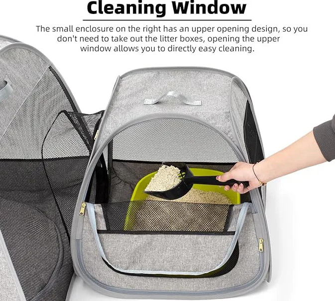 Portable Cat Playpen, Trapezoidal Design for Better Standing, Foldable Pet Tent for Indoor and Outdoor Use of Kitten and Puppy, Dog Play Enclosure, Ca
