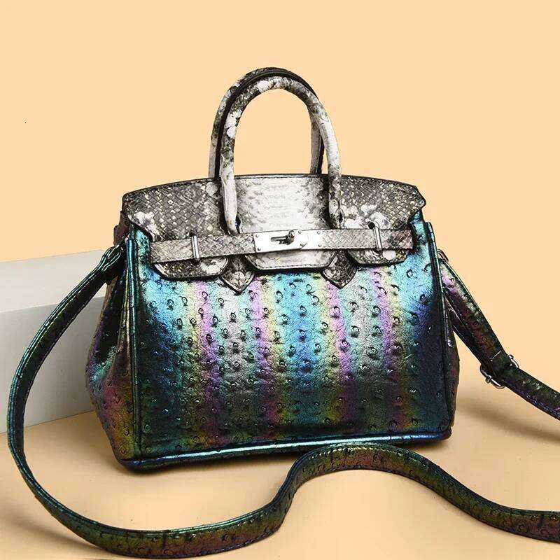 Designer Style Shoulder Bag Women's Genuine Leather Handbag Ladies Elegant Crossbody Purse With Contrast ing