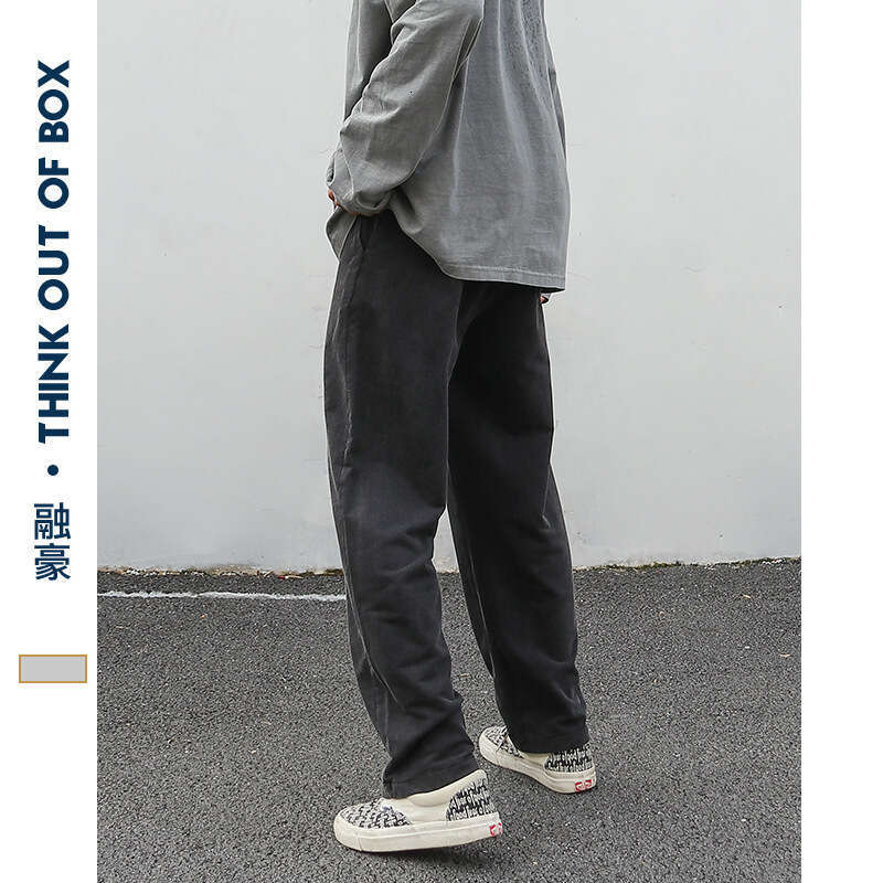 American Style Washed Vintage Sports Casual Versatile Men's Spring Autumn Long Loose Fit Plus Size Pants