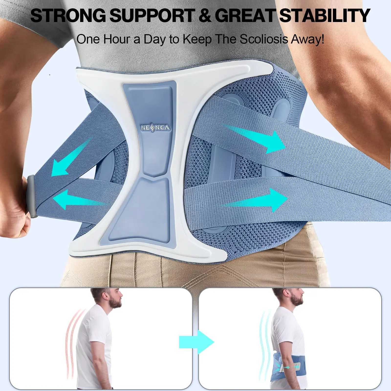 NEENCA Back Support Brace Adjustable Lumbar Support Belt Waist Wrap for Lower Back Pain Relief Injuries Sciatica Scoliosis W250724