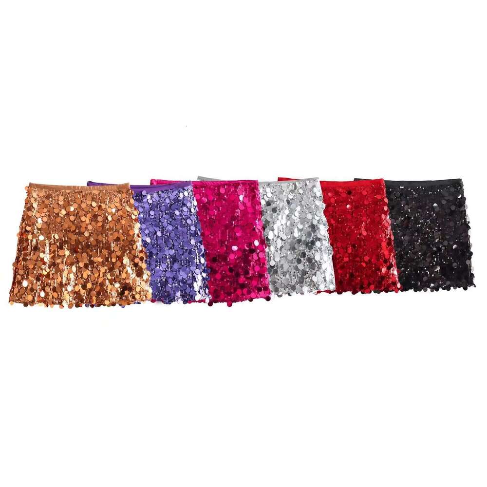 TRAFZA Winter New Style Sexy A-Line High Waist Bodycon Sequin Mini Skirt For Women B5
