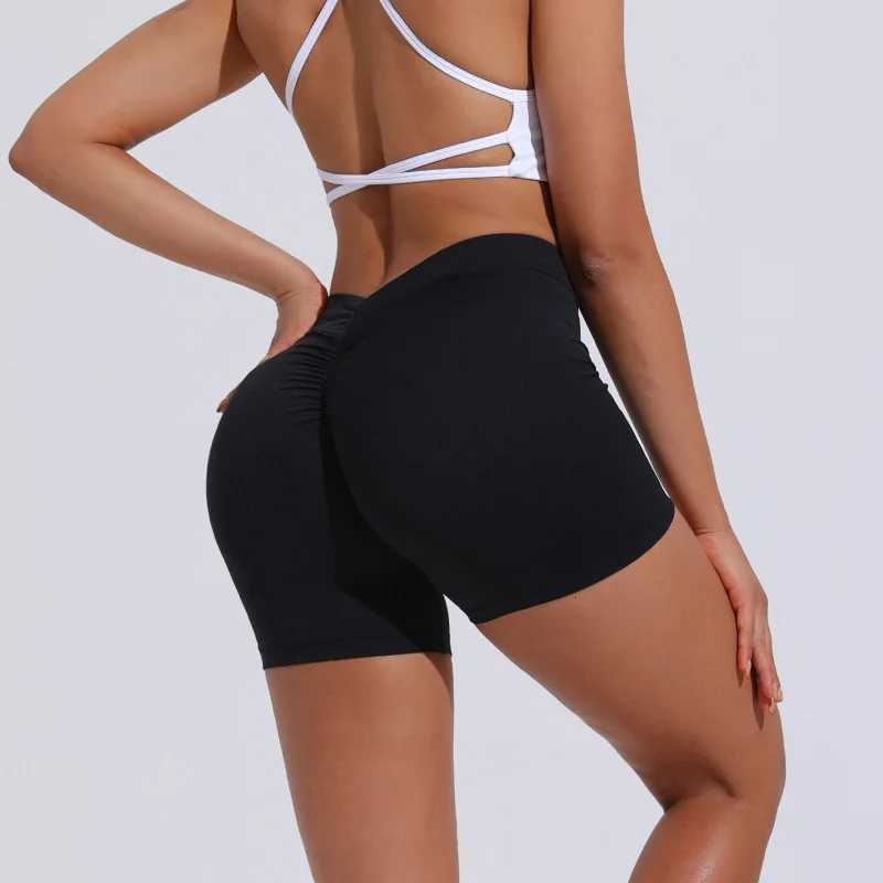 Womens Nylon Yoga Impact Shorts Gym Cycling Elastic Tight Breathable V-shaped Hip Sports Shorts Womens Clothing 8 Colors XJ250724