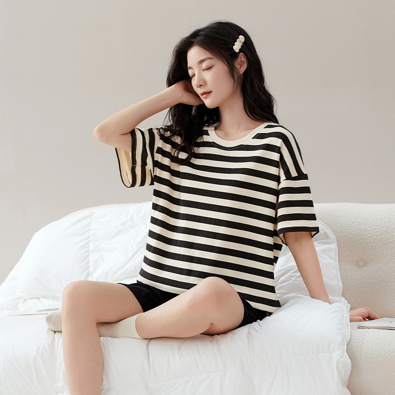 B987-Pure cotton pajamas women's summer short-sleeved shorts casual outer wear pure cotton home clothes female suit