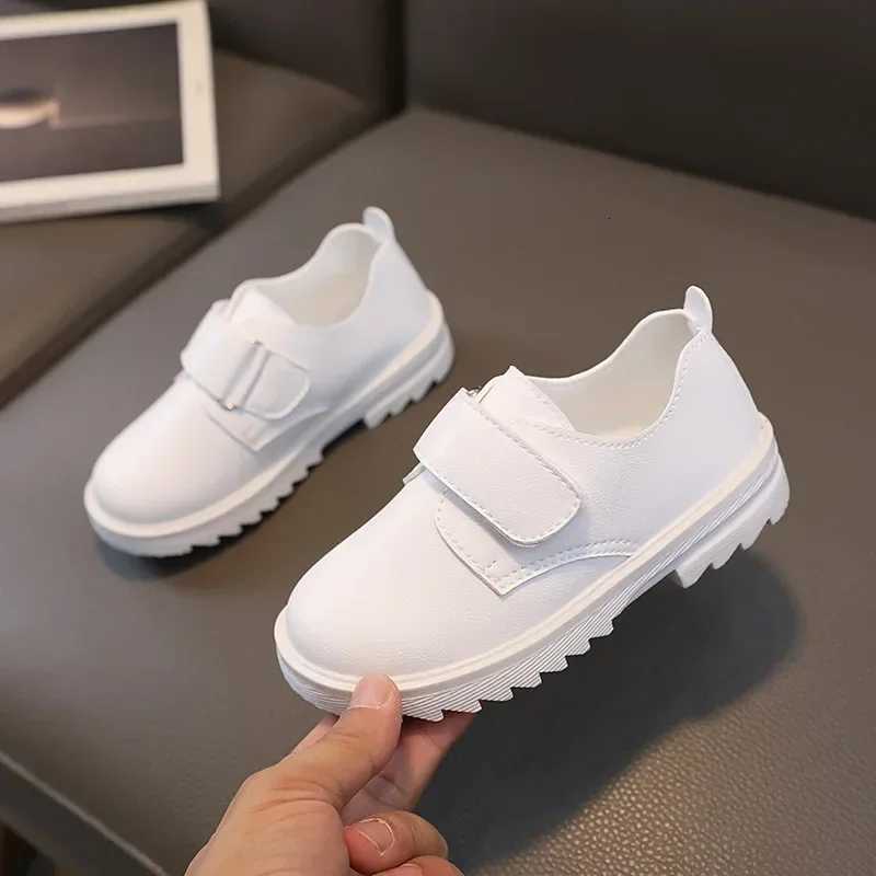 Boys Leather Shoes Solid Color Children Girls Casual Loafers Soft Hook Loop Cute Kids Fashion Performance Shoes 2024 New XJ250724