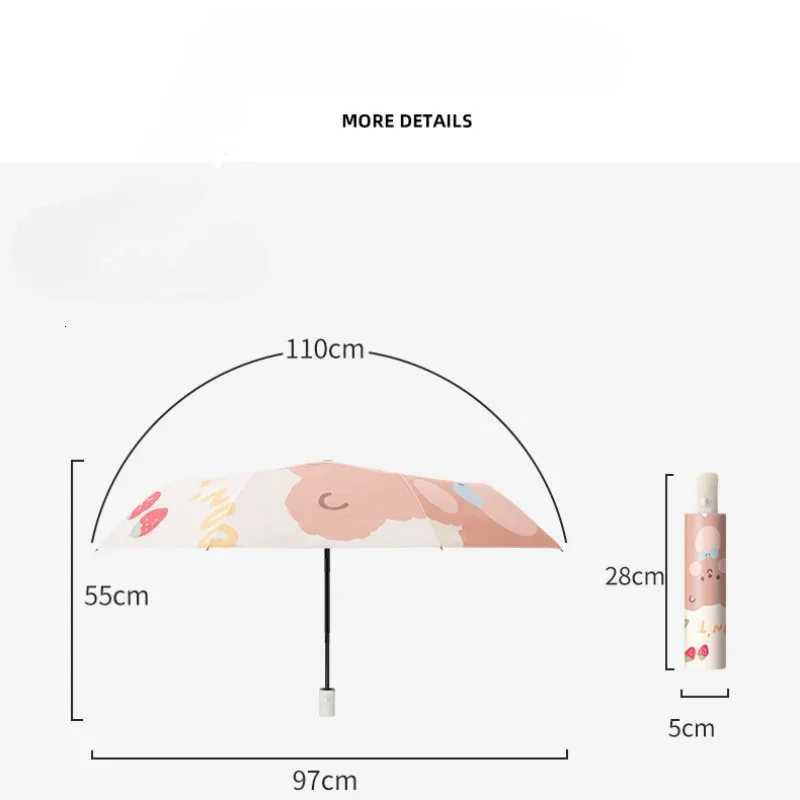 Mini Folding Automatic Umbrella Anti UV Sun Umbrella Cartoon Bear Portable for Adults and Children Sun Umbrella R250724
