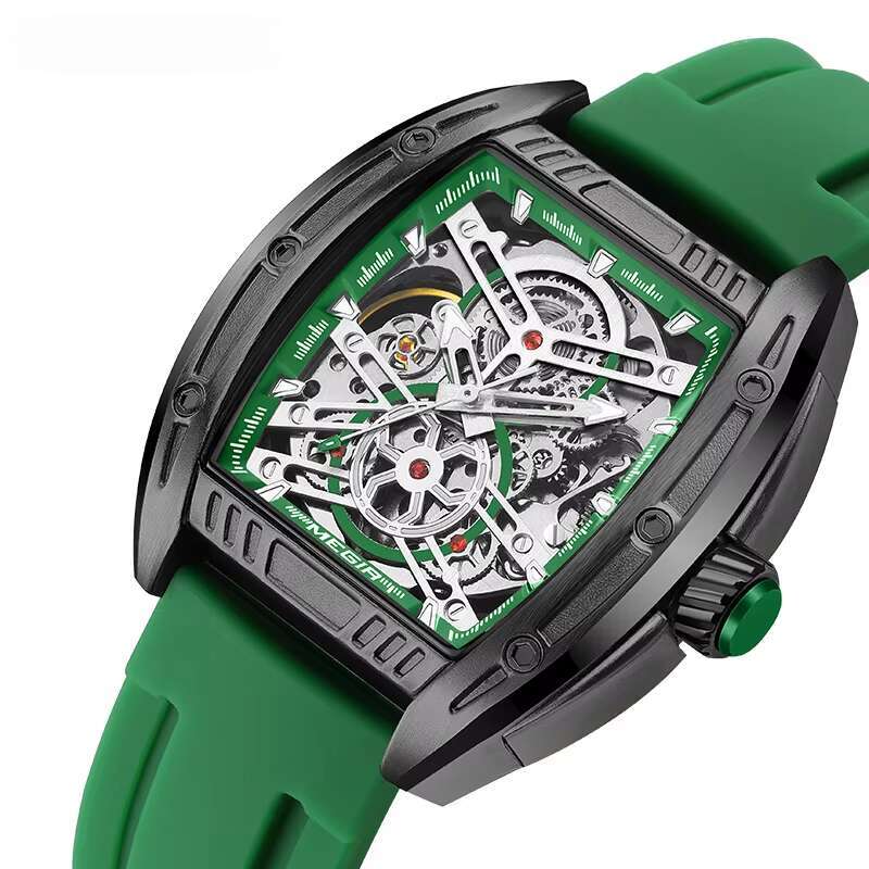 DHwatches MEGIR Men's Watch - Automatic Skeleton, Luminous, 30M Waterproof, Silicone Strap, Business Mechanical Wristwatch