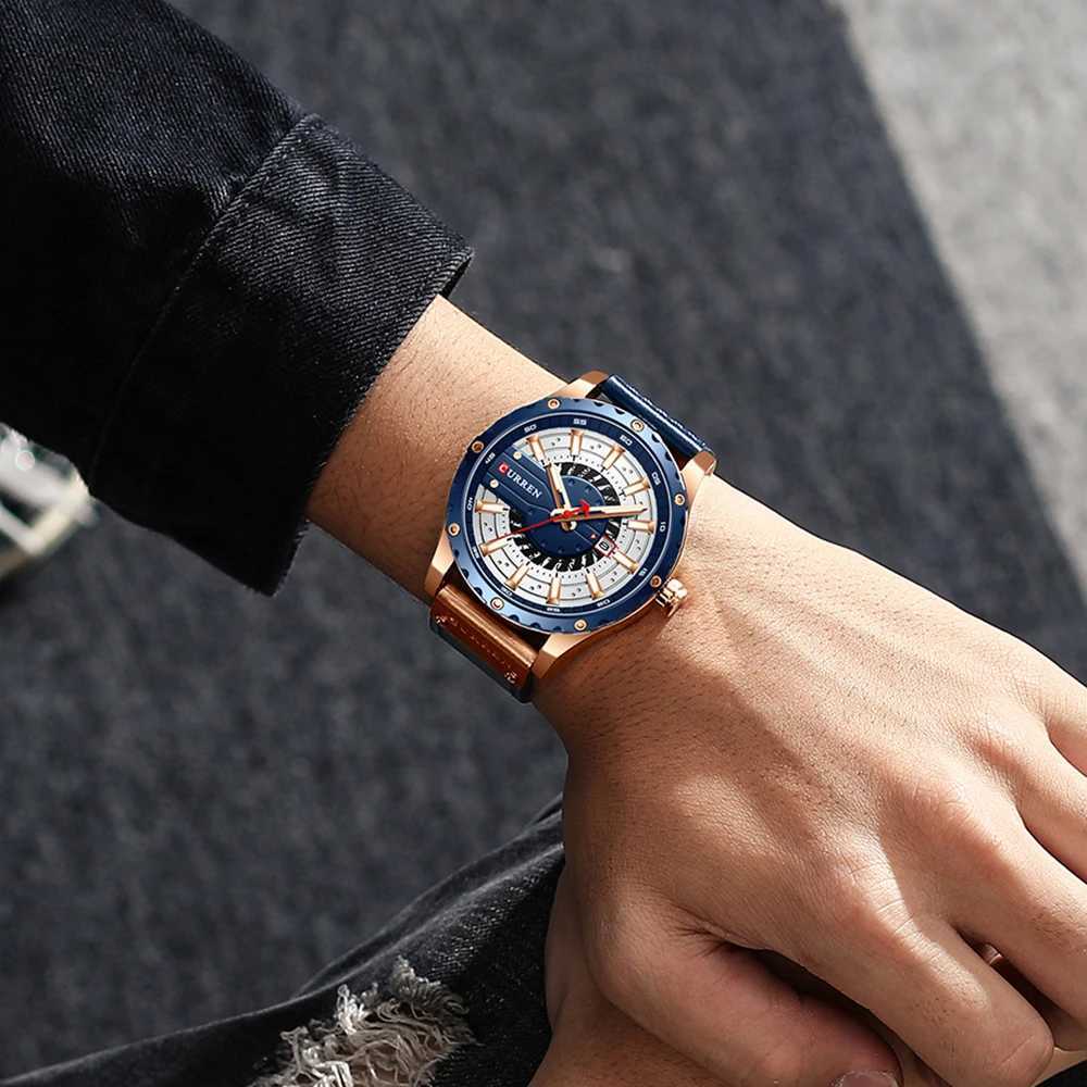 CURREN Watches Top Brand Fashion Leather Wristwatch Casual Quartz Mens Watch with Box New Chic Clock Luminous Hands W250724