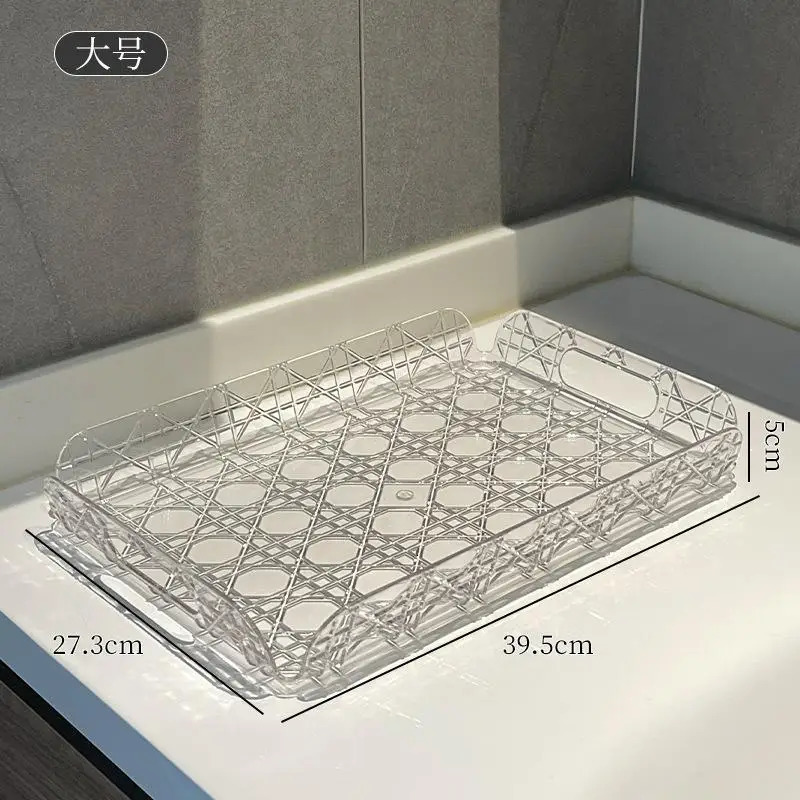 High-capacity Rectangular High-end Aesthetic Storage Tray Household Light Luxury Tea Set Water Cup Storage Tray Luxury Home Decoration 250724