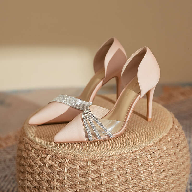 High Heels Thin Heel Rhinestone Sandals Fashion 2025 Summer Huizhou Shoes Genuine Leather Spring Style Women