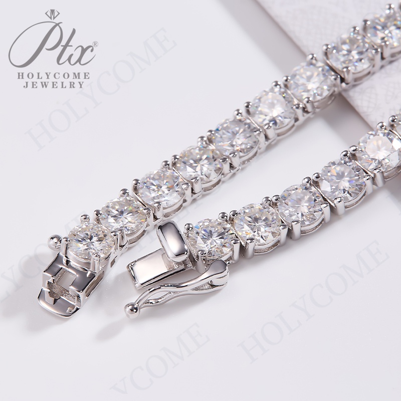 Hip Hop Tennis Link Necklace For Men Women 925 Sterling Silver Iced Out Bling Moissanite Stone Fashion Jewelry 6.5MM Fine Tennis Chain Valentine Gift