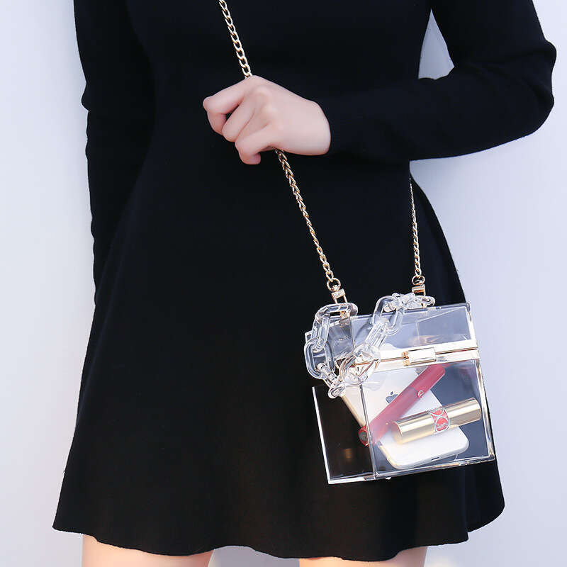 Designer Luxury Evening Diamond Hot Style Handheld Fashion Casual Versatile Transparent Acrylic Mini Women's Square Box Bag