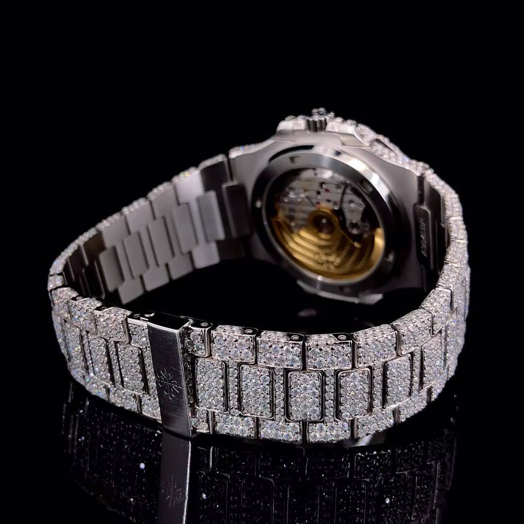 High Quality VVS Moissanite Diamond Wrist Watch for Men Hot Selling Stainless Steel Band Quartz Movement Iced out Hip Hop Style