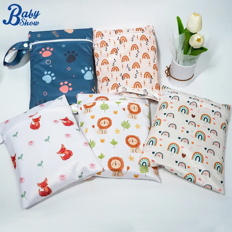 20x25cm Baby Diaper Bag Waterproof PUL Wet Dry Nappy Travel Outdoor Carry Pack with Zipper Stroller Mini Handbag 250724