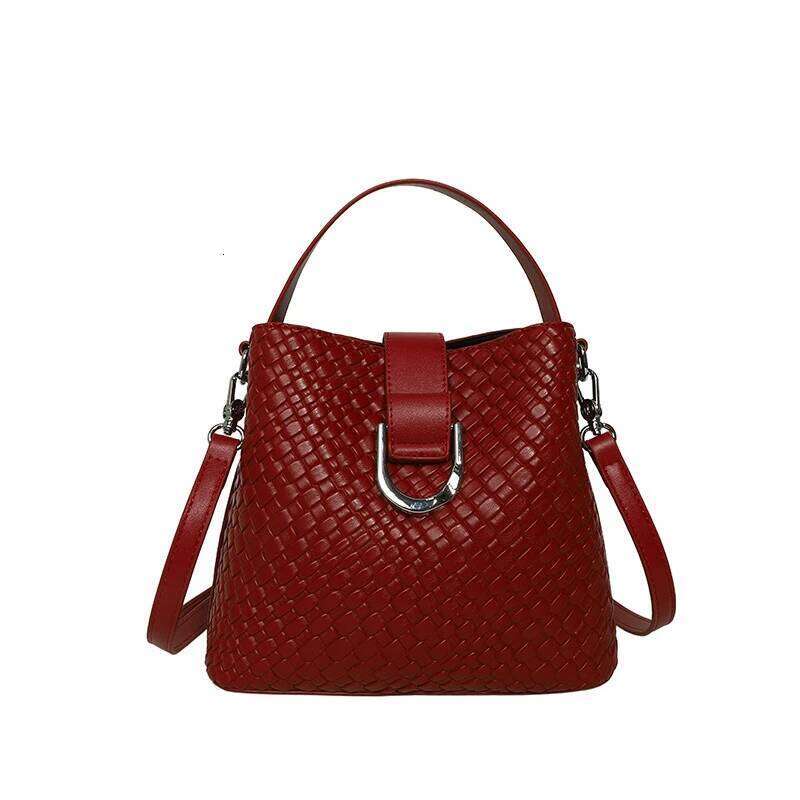 Lanjia- Design Handbag Fashionable Women Chain Strap Shoulder Elegant Vintage Zipper Crossbody Large Woven Capacity Bucket Bag 1D10e