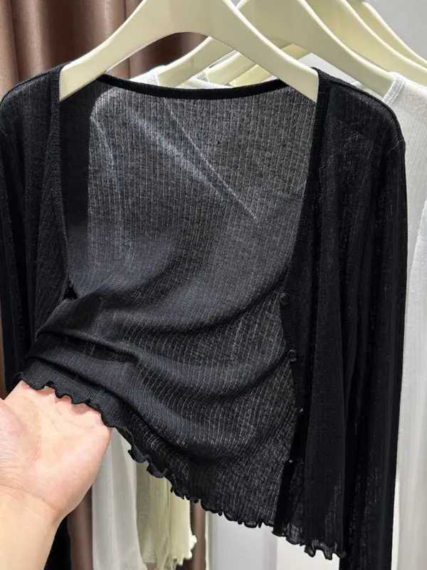 Plus Size Plus Size Ice Silk Thin Sun Protection Cardigan Womens Summer Or Toulder Wrap Ear Look Outerwear Cover Up Jacket X250724