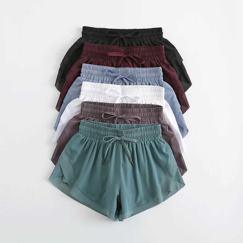 2 in 1 Double Layer Sports Bike Shorts with Pockets Women Outdoor Drawstring Waist Quick Dry Running Shorts Yoga Shorts XJ250724