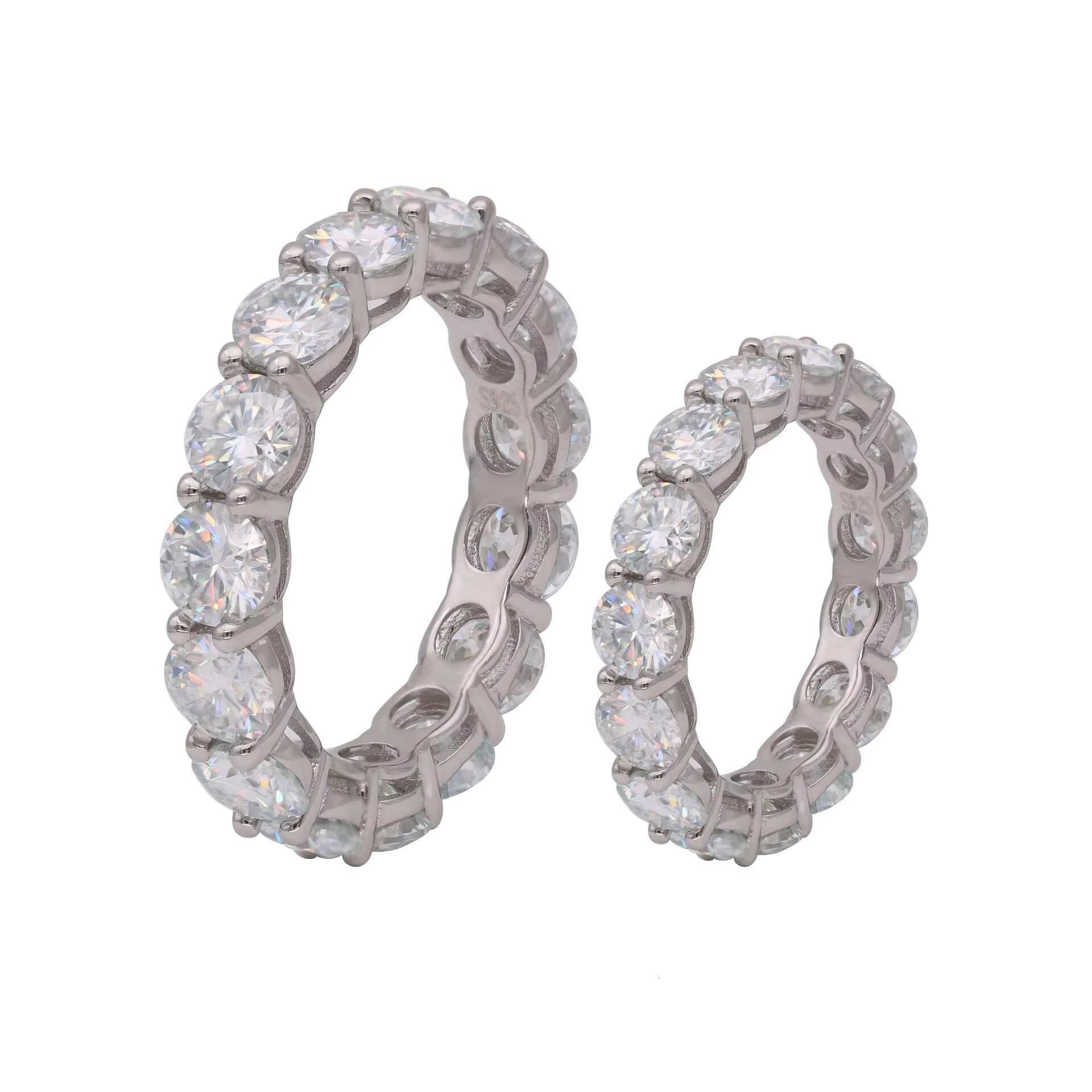 S925 Sterling Silver Plated 950 Gold Light Luxury Closed Circular Fine Design Compact and Full Circle Moissanite Ring for Women