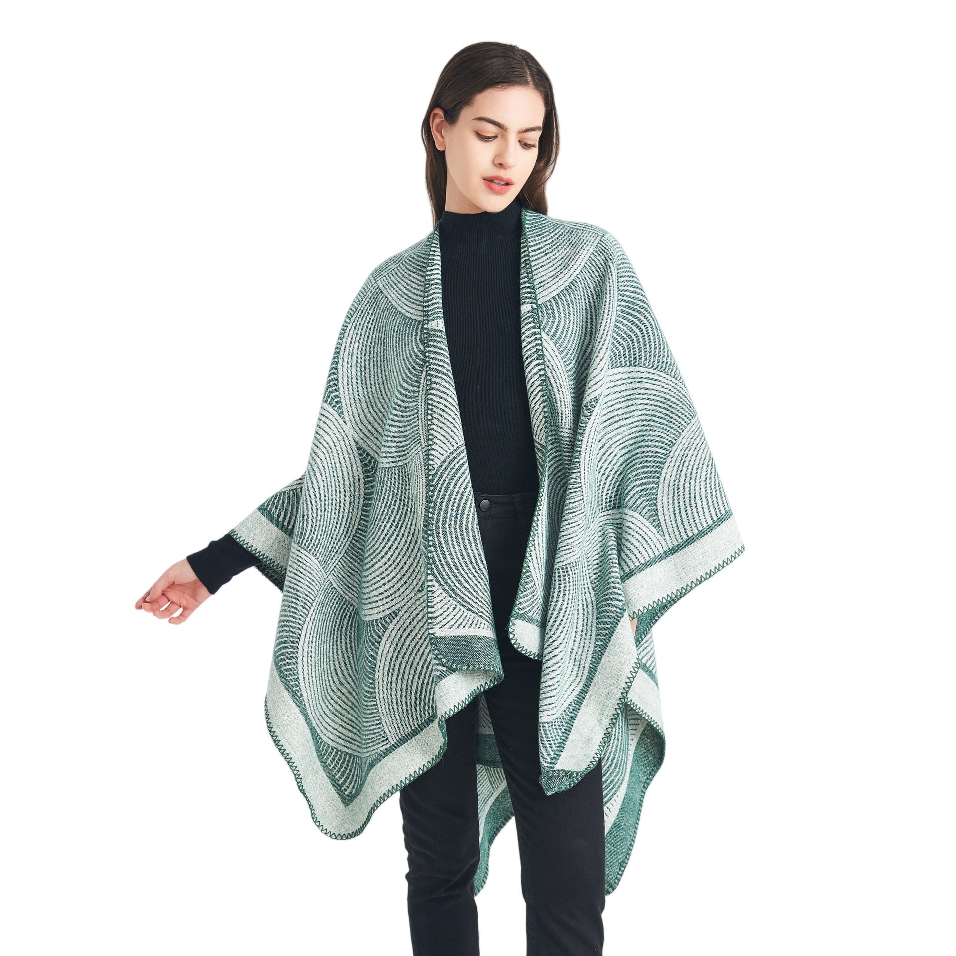 K1459 Factory direct supply cross-border foreign trade Europe and the United States spring and autumn winter 2025 new women's wool jacquard geome