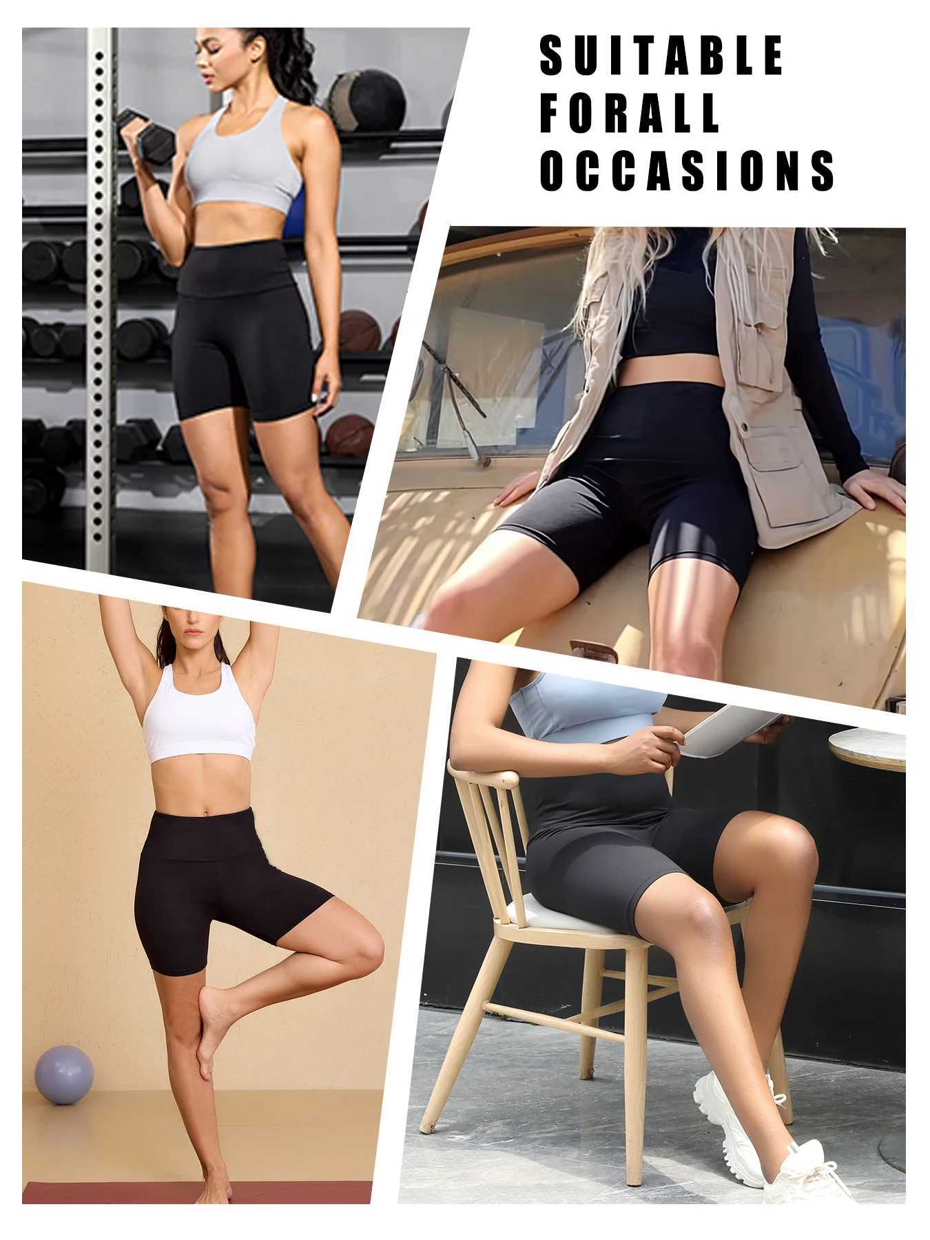 3-Pack Womens High-Waisted Biker Shorts Super Soft Tummy Control No See Through Workout Yoga Running Push-Up Gym Fitness Shorts XJ250724