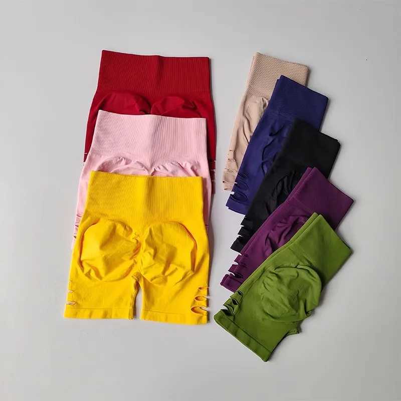 Womens High Waist Yoga Shorts Seamless Peach Hip Lifting Tight Fit for Running Cycling Shorts Hollow Gym Sports Shorts XJ250724