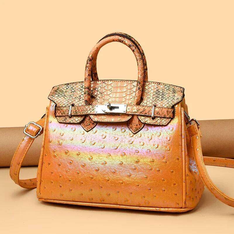 Designer Style Shoulder Bag Women's Genuine Leather Handbag Ladies Elegant Crossbody Purse With Contrast ing