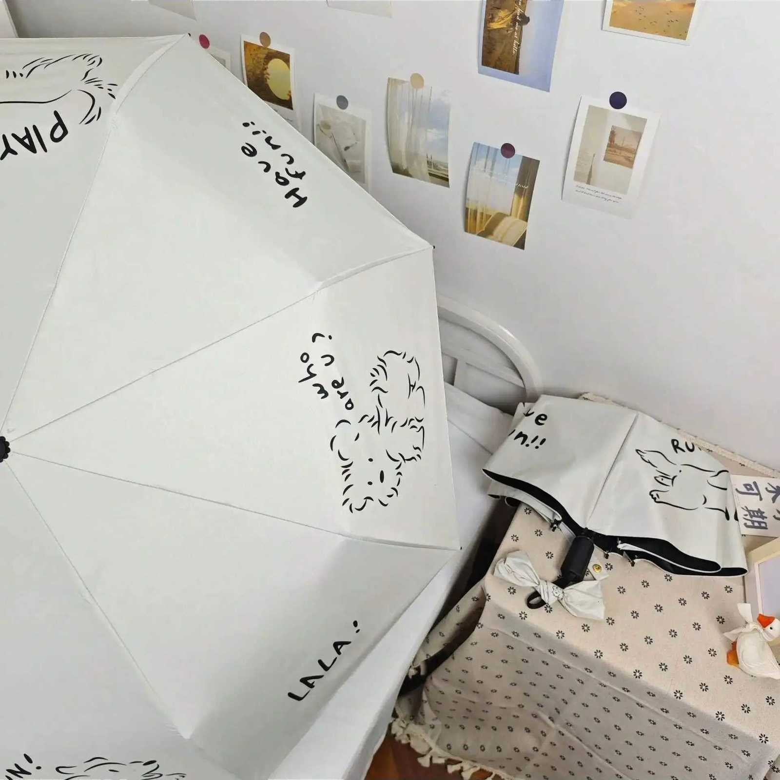 Line Dog Automatic Umbrella for Girls Rain and Rain Dual-use High Beauty Cute Sunshade Umbrella UV Resistant for Women R250724