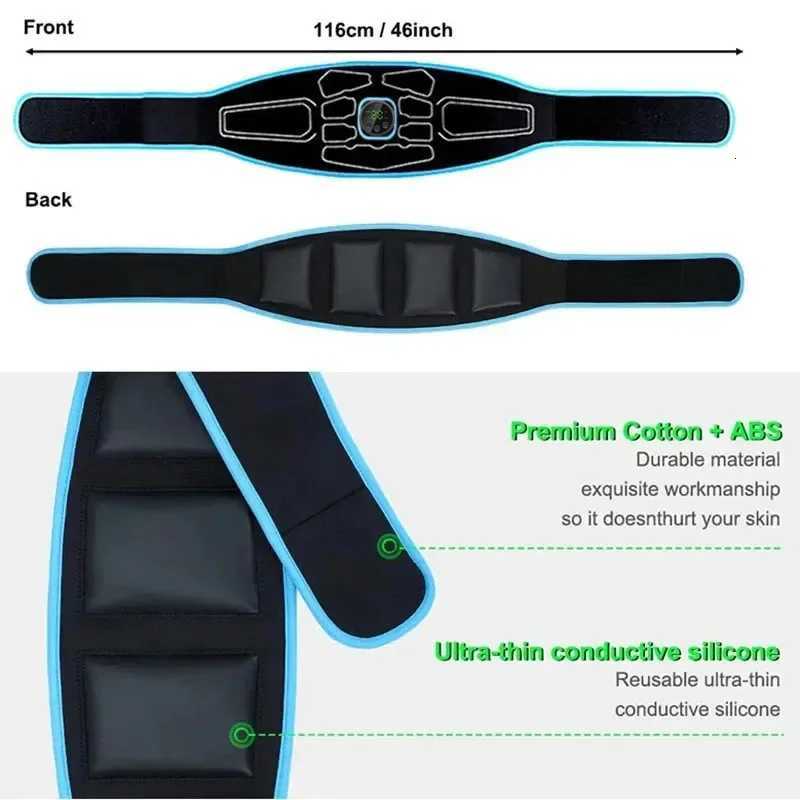 EMS Abdominal Toning Belt Muscle Toner Electric Muscle Stimulation Portable Fitness Massager for Abdominal Weight Loss and Body Shaping W250724