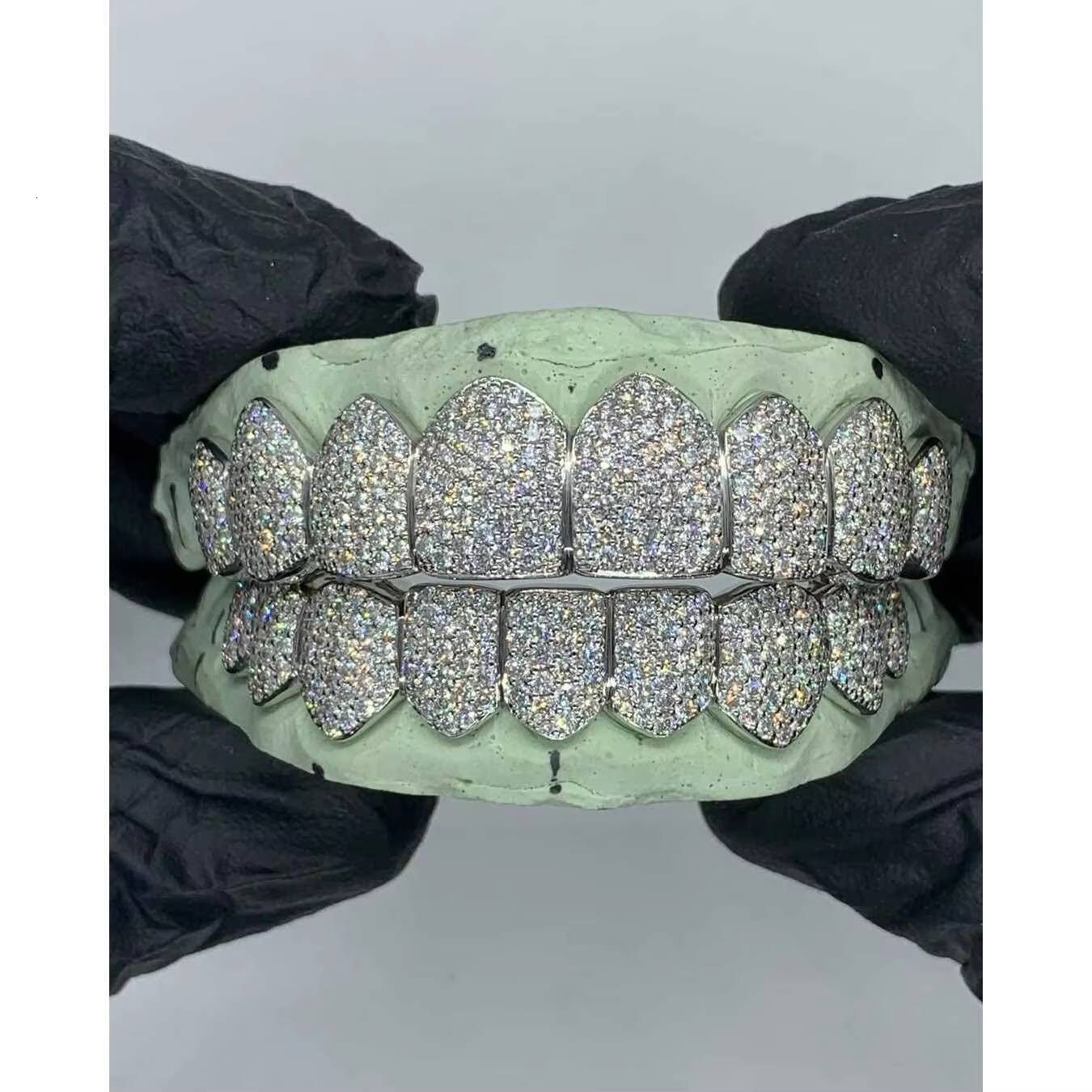 VVS Moissanite Grillz in 925 Sterling Silver Diamond Tester Approved