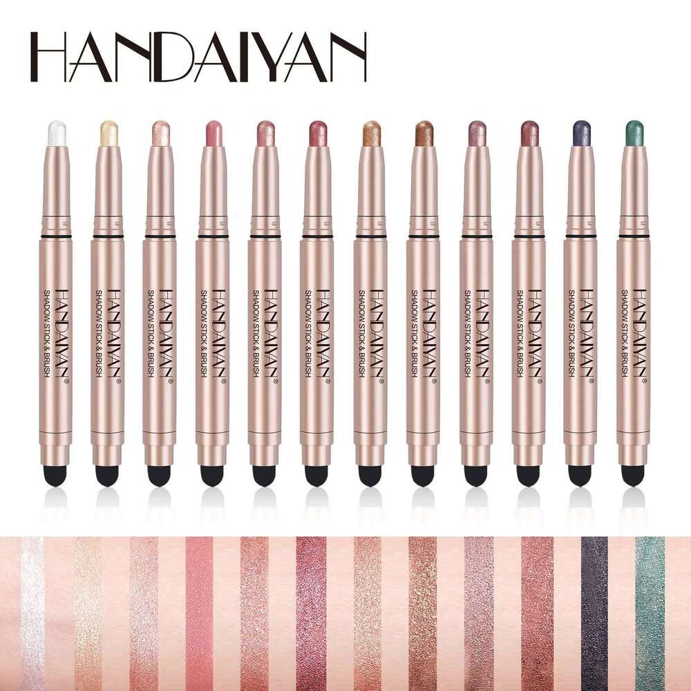 12PCS Eye Shadow Stick Pearlesent Silkworm Double Head Glitter Shimmer Matte Eyeshadow Pencil Set Waterproof Highlighter Makeup X2507