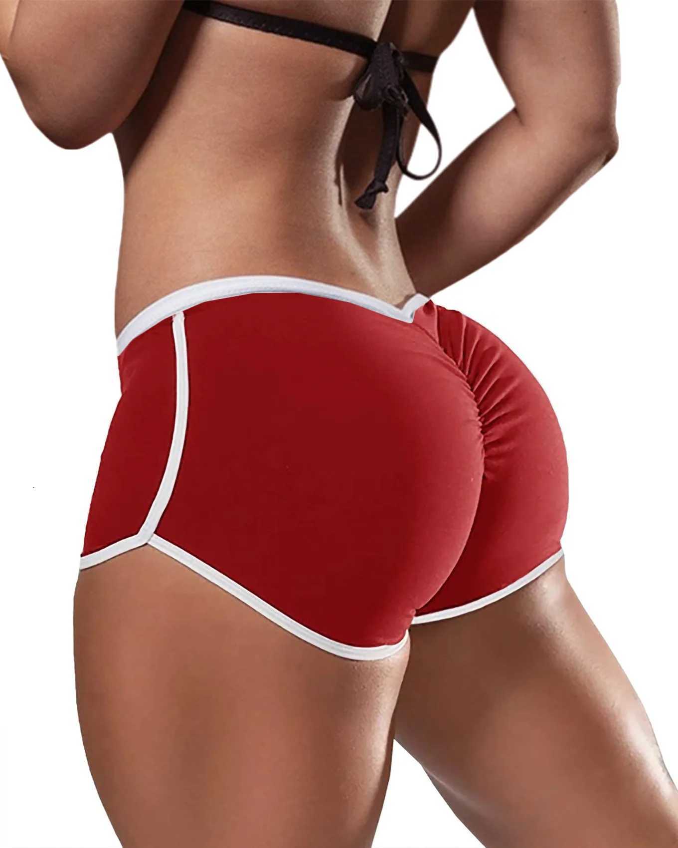 Summer Running Sport Shorts Women Low Waist Seamless Fitness Leggings Push Up Gym Training Tights Pocket Yoga Shorts Plus Size XJ250724