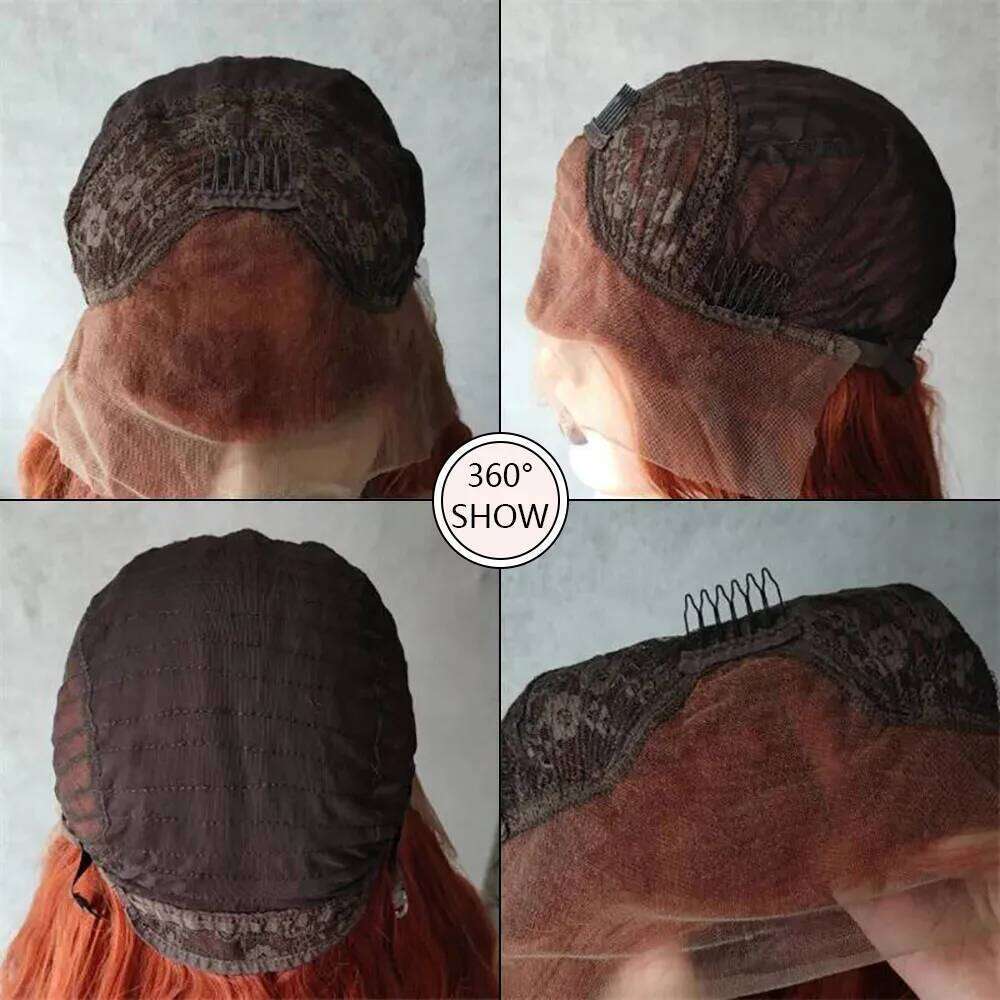Free Part 26-32 Inch Curly Wavy Water Waves Swiss Lace Front Perm Blends Gift For Her Realistic Ladies Womens Wig