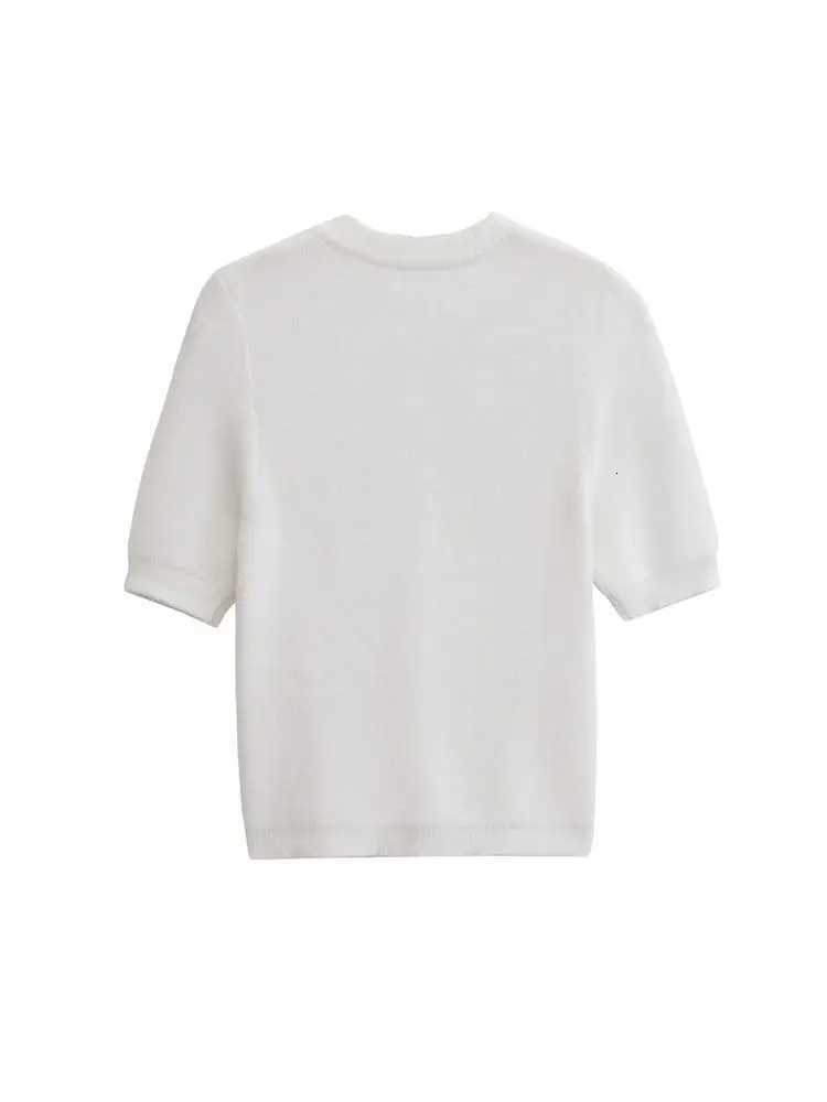 100% Cotton Knitted Cardigan Sweater with Buttons Round Neck Short Sleeve Female Outerwear Chic Tops Fashion X250724
