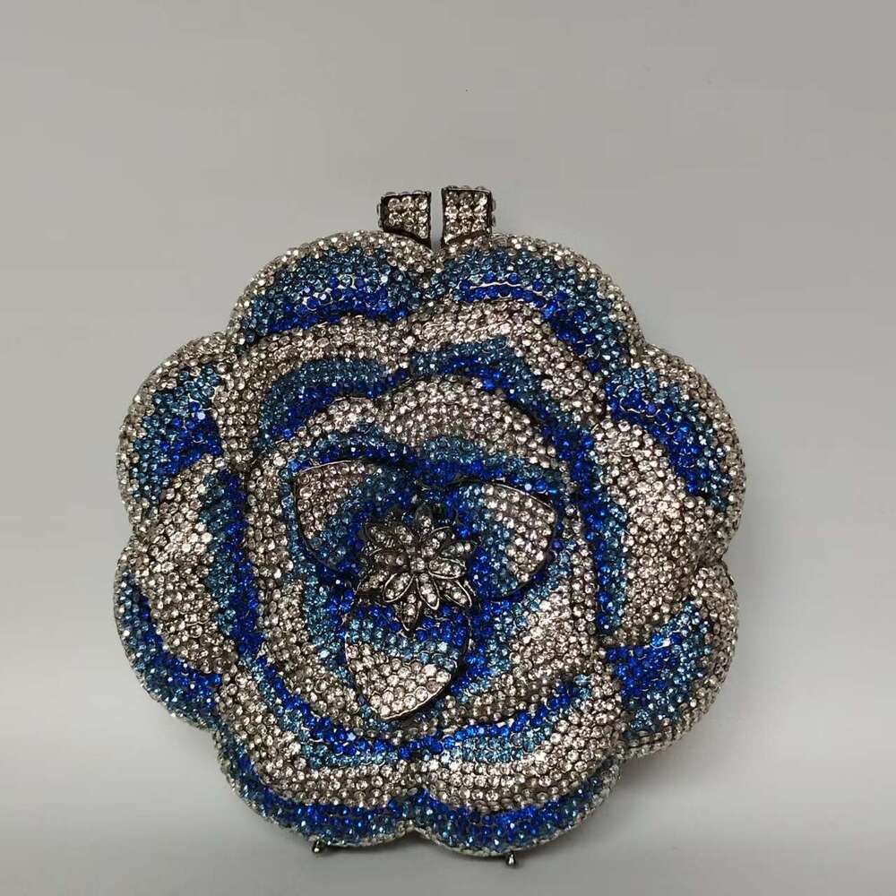 Designer Luxury Evening Diamond Xiyuan Evening Banquet Round Flower Full Women's Inlaid Diamond Clutch Wedding Bag