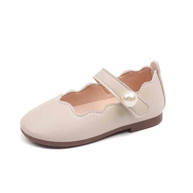 Girls Leather Shoes for Party Wedding Solid Color Kids Princess Shoes with Big Pearl Round-toe Children Shallow Moccasin Shoes XJ250724