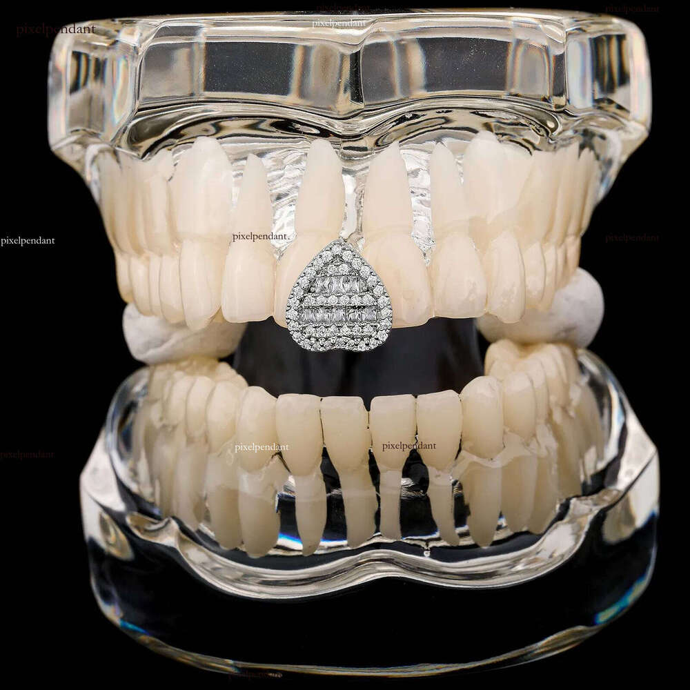 Gold Sier Bling Iced Out CZ Grillz Dia Grills Tooth Cap Hip Hop Dental Mouth Teeth Braces for Men Women