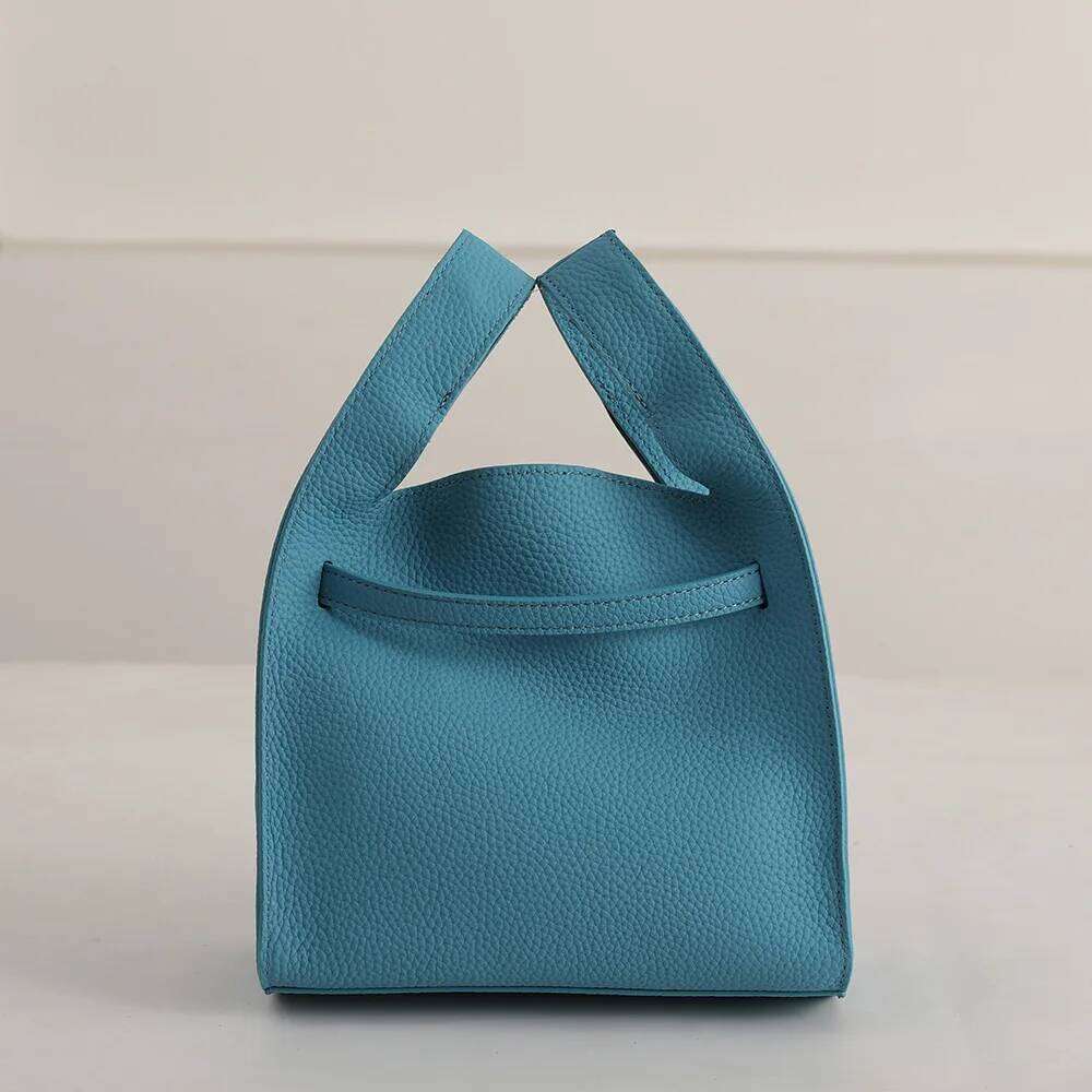 New women's first layer vegetable basket garbage one shoulder crossbody underarm bucket bag commuting cowhide