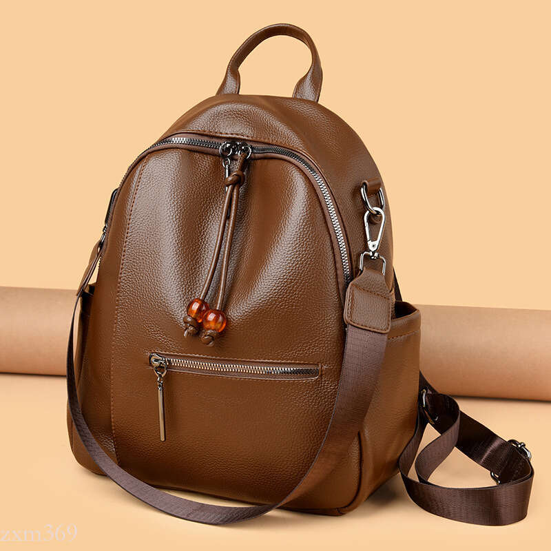 New Style High-End Soft Leather Commuting Versatile School Bag Women's Large Capacity Backpack